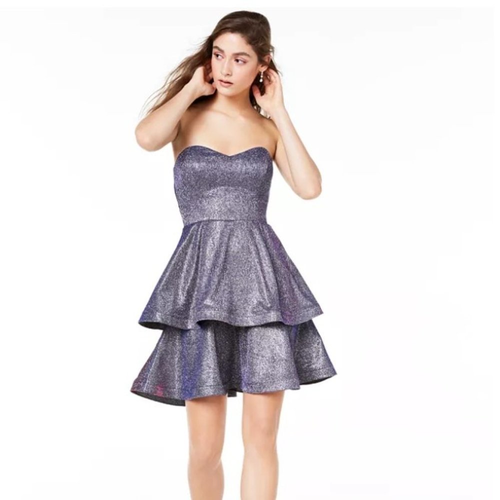 Glitter Fit & flare strapless dress